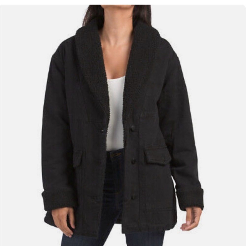 Ashley Vintage Charm Black Sherpa-Lined Jacket – Size L